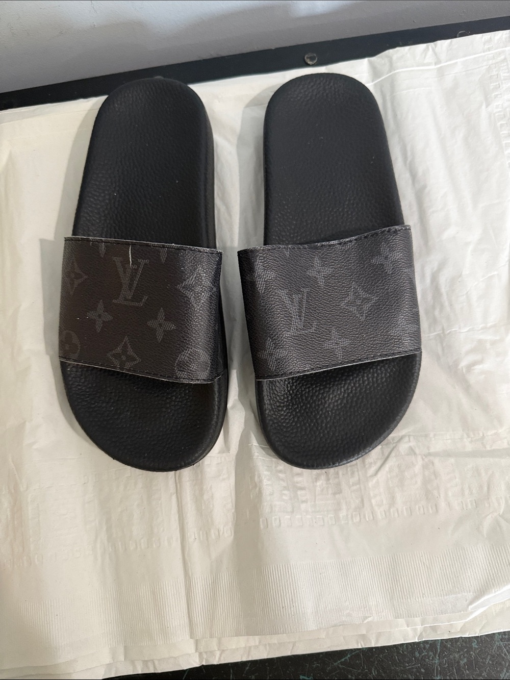 Louis Vuitton Black Monogram Slide Sandals